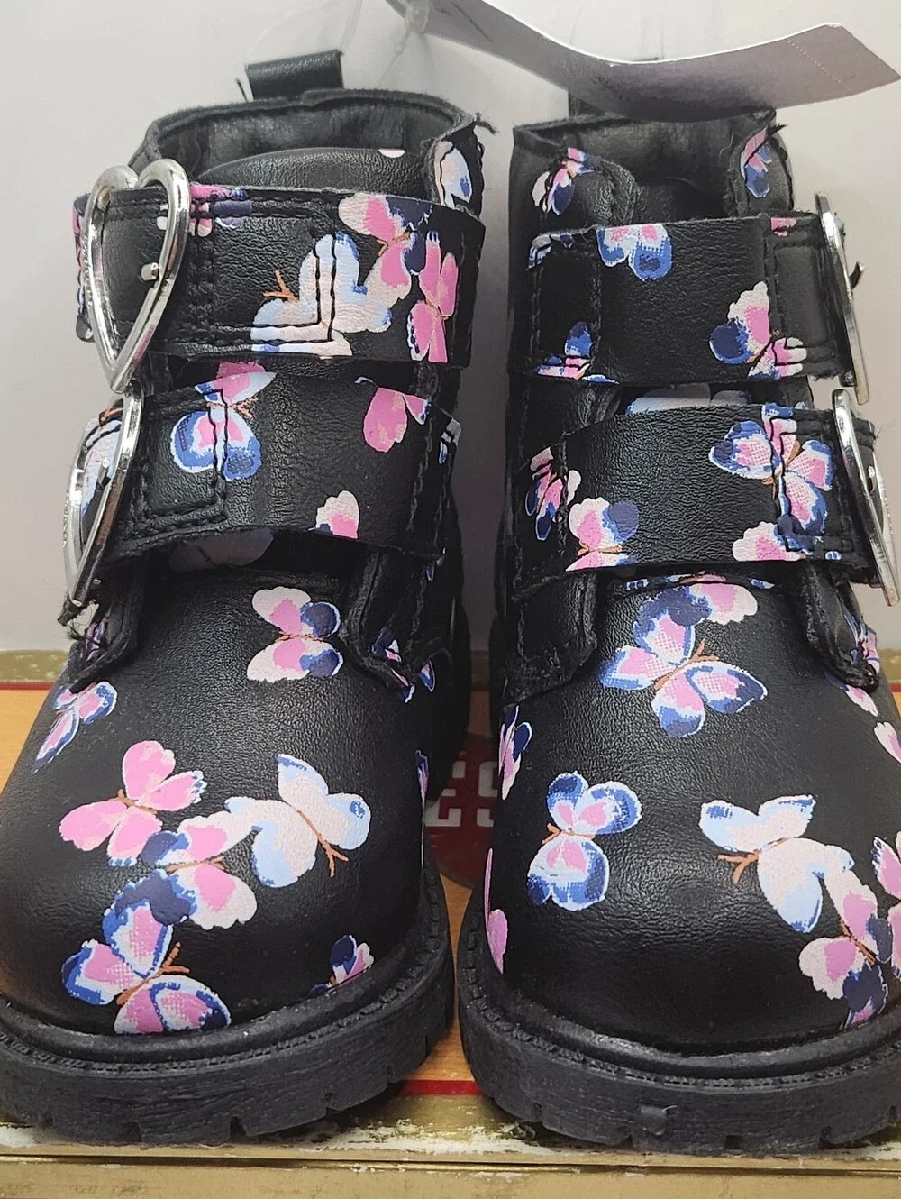 Carter's Clary Toddler Girl Combat Fashion Boots in black with a butterflys S 5M